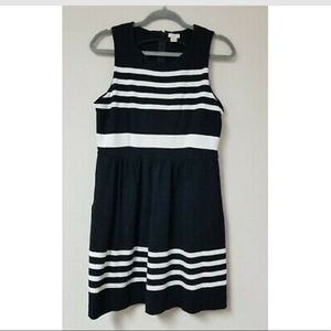 J.Crew Cotton Blend Sleeveless Fit & Flare Dress Black & White Striped Women's S